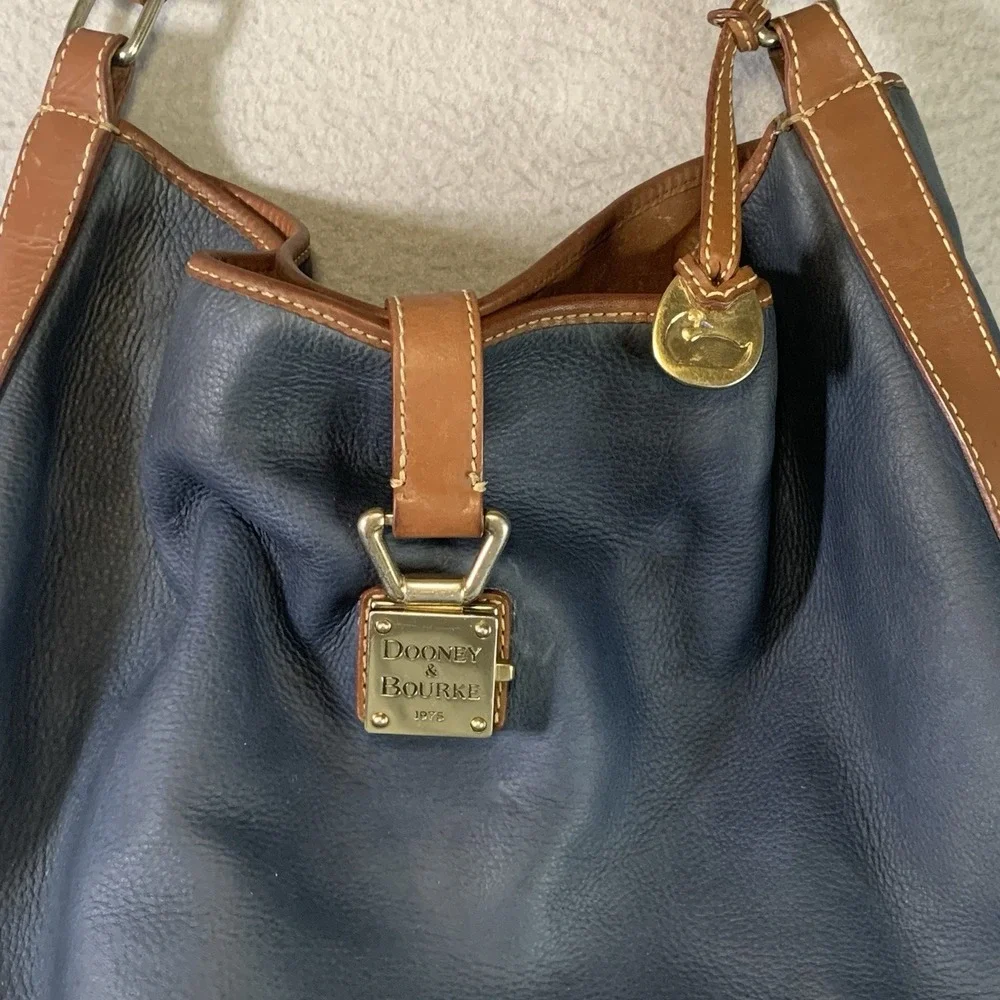 Dooney & Bourke Leather  Logo Lock Hobo Bag Blue